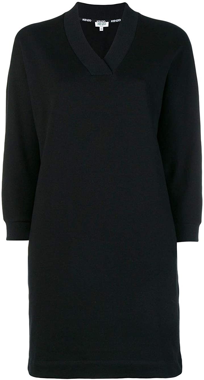 推荐KENZO 女士黑色棉质长袖小V领针织连衣裙 F002RO728952-99商品
