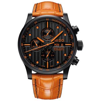 MIDO | Men's Swiss Automatic Multifort Orange Leather & Interchangeable Black Leather Strap Watch 44mm商品图片 