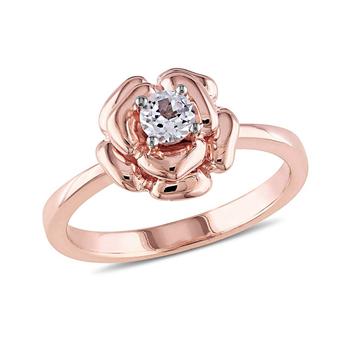 商品Created White Sapphire (1/3 ct. t.w.) Floral Ring in 18k Rose Gold Over Sterling Silver,商家Macy's,价格¥578图片