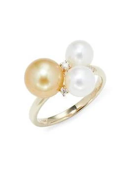 Effy | 14K Yellow Gold, 6-10MM Round Freshwater Pearl & Diamond Ring,商家Saks OFF 5TH,价格¥5024