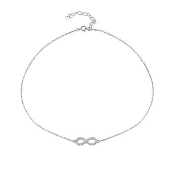 推荐Cubic Zirconia Infinity Symbol Necklace in Sterling Silver or 18k Yellow Gold Plated Sterling Silver商品