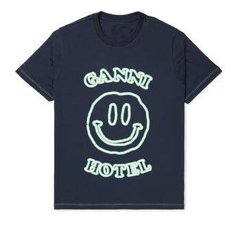 Ganni | Basic Cotton Jersey Crew Neck Dark T-Shirt商品图片,6折