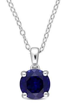 DELMAR | Sterling Silver Round Created Blue Sapphire Pendant Necklace,商家Nordstrom Rack,价格¥373