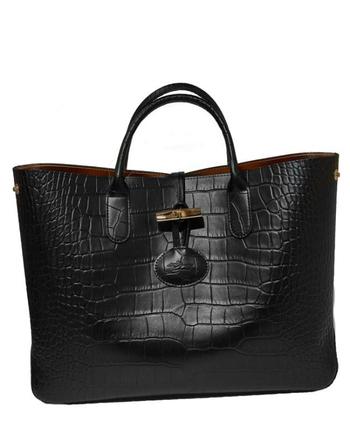 product Longchamp Roseau Croc-Embossed Top-Handle Women's Tote Bag L1986924001 image