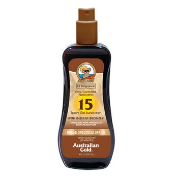 product Australian Gold Sunscreen Spray Gel with Instant Bronzer SPF 15, 8 Oz image
