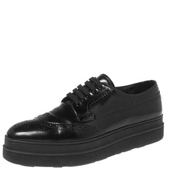 prada derby, [二手商品] Prada | Prada Black Patent Brogue Leather Platform Derby Size 40.5商品图片 6.1折