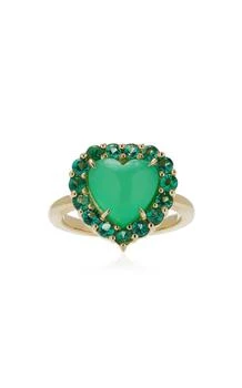 M.Spalten | M.Spalten - Dolly Heart 14K Yellow Gold Chrysoprase and Emerald Ring - Green - US 7 - Moda Operandi - Gifts For Her,商家Fashion US,价格¥27783