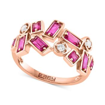 商品Effy | EFFY® Ruby (1 ct. t.w.) & Diamond (1/10 ct. t.w.) Scattered Cluster Ring in 14k Rose Gold,商家Macy's,价格¥19263图片