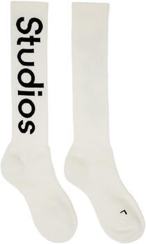 Acne Studios | Off-White Rib Logo Long Socks商品图片,独家减免邮费