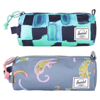 Herschel Supply | Painted checker blue green black and lazy cats dusty blue pencil cases set,商家BAMBINIFASHION,价格¥346