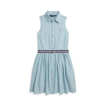 Ralph Lauren | Big Girls Belted Cotton Chambray Shirtdress,商家Macy's,价格¥321
