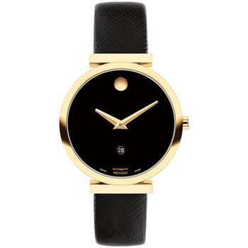 Movado | Women's Museum Classic Swiss Automatic Black Genuine Leather Strap Watch 32mm商品图片,