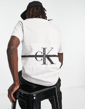 Calvin Klein | Calvin Klein Jeans back stripe logo colourblock t-shirt in light grey商品图片,额外9.5折, 额外九五折