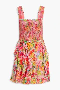 Alice + Olivia | Jocelyn smocked floral-print cotton and silk-blend voile mini dress 3折, 独家减免邮费