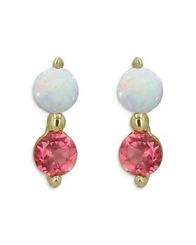 Moon & Meadow | 14K Yellow Gold Opal & Pink Tourmaline Stud Earrings,商家Bloomingdale's,价格¥1460