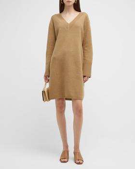 vince连衣裙, Vince | Short V-Neck Wool Sweater Dress商品图片 满$400减$100, 满减