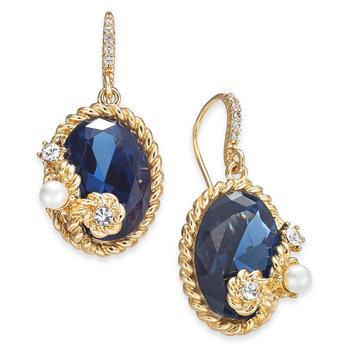 Charter Club | Gold-Tone Crystal, Stone & Imitation Pearl Drop Earrings, Created for Macy's商品图片,7.4折×额外8折, 独家减免邮费, 额外八折