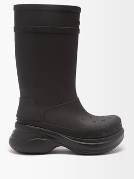 推荐X Crocs logo-embossed rubber knee-high boots商品