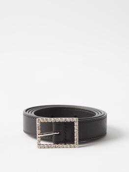 ysl皮带, Yves Saint Laurent | Crystal-buckle leather belt商品图片 