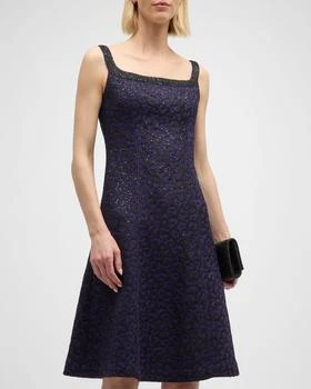 推荐Square-Neck Leopard Paillette Knit Sleeveless A-line Dress商品