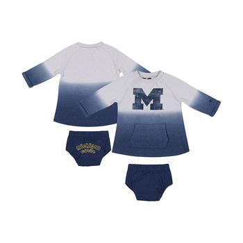 Colosseum | Newborn and Infant Boys and Girls Gray, Navy Michigan Wolverines Hand in Hand Ombre Dress and Bloomers Set商品图片,