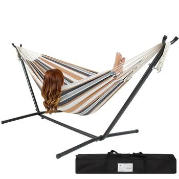 QuikFurn | Portable Cotton Hammock in Desert Stripe with Metal Stand and Carry Case,商家Premium Outlets,价格¥1914