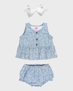 RuffleButts | Girl's Summertime Swing Top, Bloomer and Headband Set, Size 0M-2T,商家Neiman Marcus,价格¥402