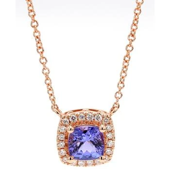 Macy's | Tanzanite (1-1/4 ct. t.w.) & Cushion Diamond (1/6 ct. t.w.) Pendant Necklace in 14k Rose Gold, 18",商家Macy's,价格¥12403