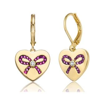 GigiGirl | Sterling Silver 14k Gold Plated with Ruby Cubic Zirconia Leverback Earrings,商家Premium Outlets,价格¥457