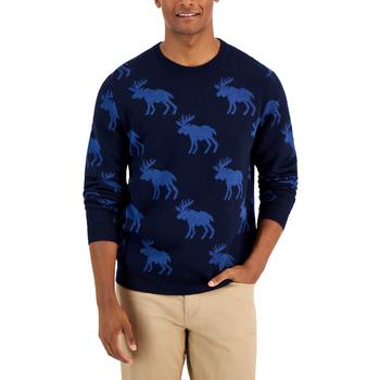 Club Room | Men's Moose-Print Sweater, Created for Macy's商品图片,3.4折