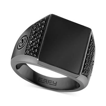 Effy | EFFY® Men's Onyx and Black Spinel Statement Ring in Black Rhodium-Plated Sterling Silver,商家Macy's,价格¥4090