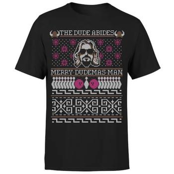 推荐The Dude Abides Merry Dudemas Man Men's Christmas T-Shirt - Black商品