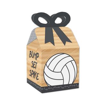 商品Bump, Set, Spike - Volleyball - Square Favor Gift Boxes - Baby Shower or Birthday Party Bow Boxes - Set of 12图片