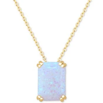 Macy's | Lab-Created Opal Solitaire 18" Pendant Necklace (4-1/2 ct. t.w.) in 14k Gold-Plated Sterling Silver,商家Macy's,价格¥649