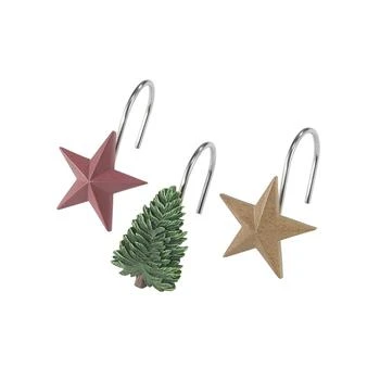 Avanti | Evergreen Tree & Stars Holiday 12-Pc. Shower Curtain Hooks,商家Macy's,价格¥162