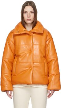 Nanushka | Orange Hide Puffer Vegan Leather Jacket商品图片,独家减免邮费