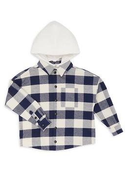 商品Little Boy's & Boy's Plaid Hooded Overshirt图片