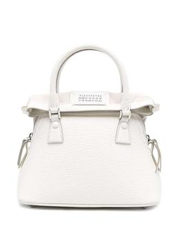 MAISON MARGIELA | '5AC Micro' White Shoulder Bag with Logo Label in Grainy Leather Woman Maison Margiela商品图片,7.3折