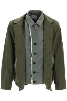 Sacai | Sacai Long-Sleeved Layered Padded Jacket,商家Cettire,价格¥5414