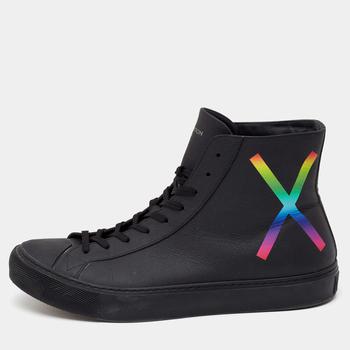 lv男鞋, [二手商品] Louis Vuitton | Louis Vuitton Black Leather Tattoo High Top Sneakers Size 42商品图片 满1件减$100, 满减