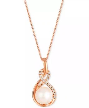 Le Vian | Pink Freshwater Pearl (8mm) & Nude Diamond (1/10 ct. t.w.) Swirl Adjustable 20" Pendant Necklace in 14k Rose Gold,商家Macy's,价格¥7261