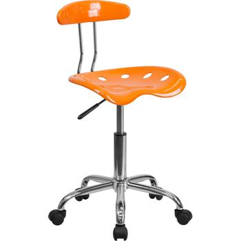 商品Vibrant Orange and Chrome Swivel Task Office Chair with Tractor Seat图片