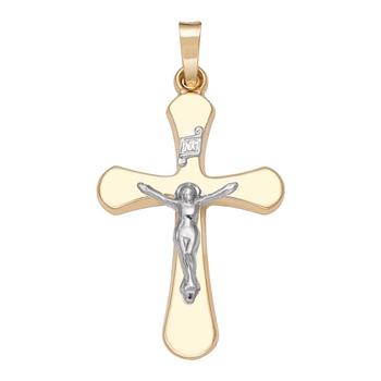 商品Macy's | Crucifix Cross Pendant in 14k Yellow and White Gold,商家Macy's,价格¥879图片