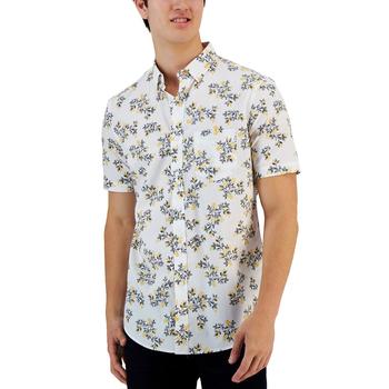 Club Room | Men's Ditzy Trip Poplin Short-Sleeve Button-Down Shirt, Created for Macy's商品图片,7折×额外8折, 额外八折