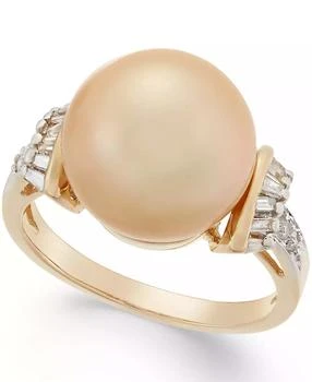 Macy's | Cultured Golden South Sea Pearl (12mm) and Diamond (1/4 ct. t.w.) Ring in 14k Gold,商家Macy's,价格¥6730