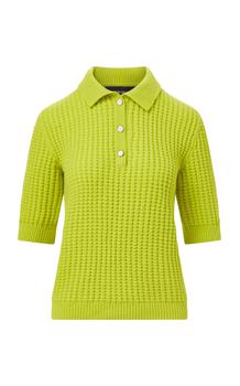 推荐Brandon Maxwell - Women's Pointelle Stitch Wool Polo Top - Green - XS - Moda Operandi商品