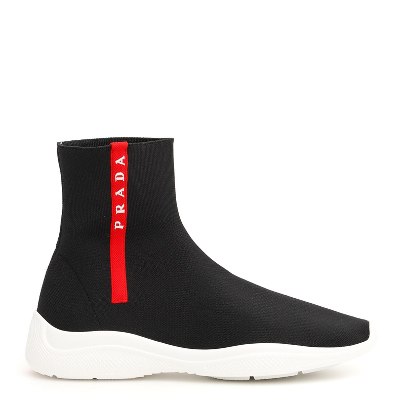Prada | PRADA 女士黑色织物高帮运动鞋 1T051L-3V80-F0967商品图片,独家减免邮费