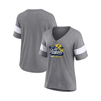 女式mlb裤子, Fanatics | Women's Branded Heathered Gray 2022 MLB All-Star Game Sunset Script Tri-Blend V-Neck T-shirt商品图片 
