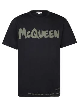 Alexander McQueen | Graffiti Black/khaki T-shirt 独家减免邮费