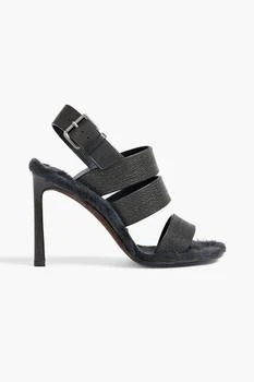 Brunello Cucinelli | Bead-embellished leather and calf hair slingback sandals 4.0折